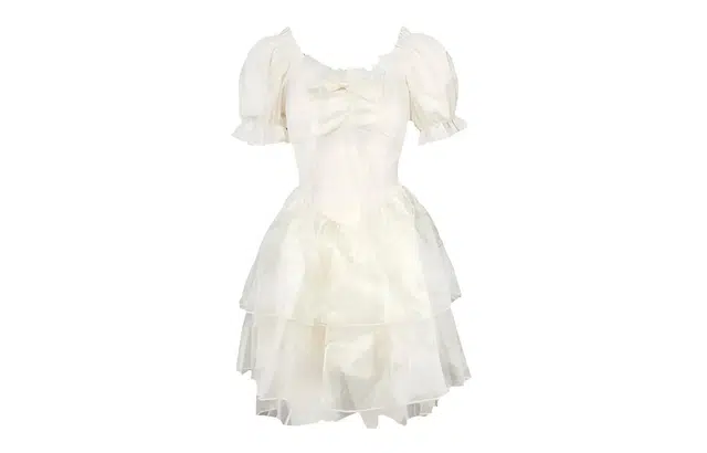 小卷要加油 法式清新甜美少女在逃公主风蓬蓬裙短袖连衣裙 女款