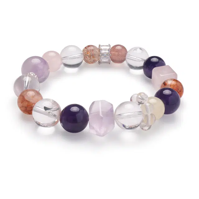 【灵隐上上签九紫离火】 周帝王 黑金超七转运珠财运亨通白水晶佛珠国风新中式正缘桃花粉水晶百搭#好运天然 紫水晶 手串 男女同款情侣款