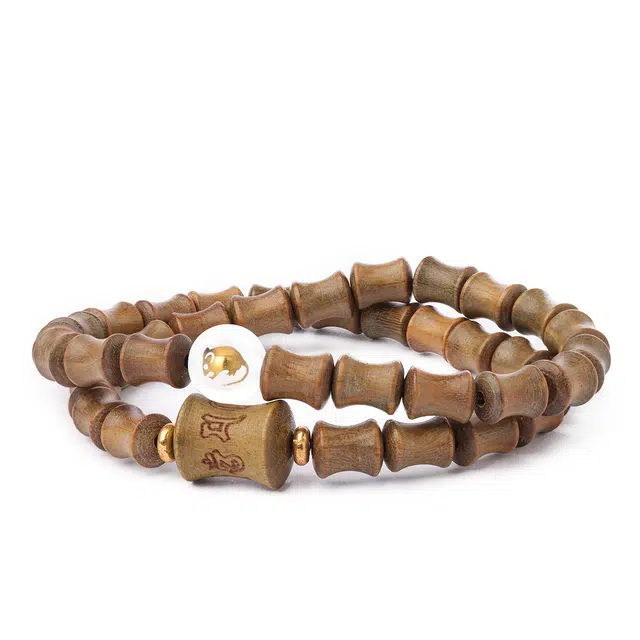 三檀小舍 【十二生肖】本命守护 六字箴言双圈叠戴节节高升 考试上岸好运时来运转 绿檀 手串 男女同款情侣款