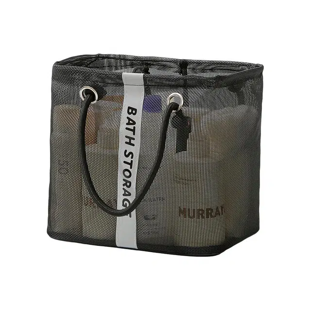 泛瓷便携式旅行收纳篮大容量网眼手提沥水筐折叠健身洗浴包洗漱包 保温防尘防水防泼水