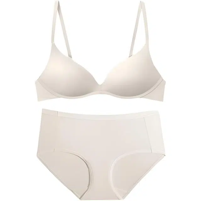 潞优野 简约无痕一片式光面透气聚拢通勤舒适防下垂内衣裤套装 女款