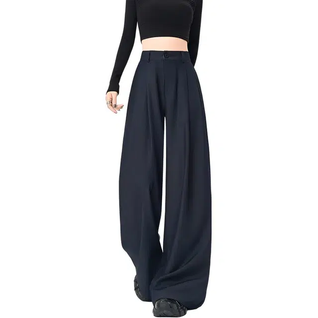 淑好百 天丝牛仔阔腿裤长裤休闲裤 女款