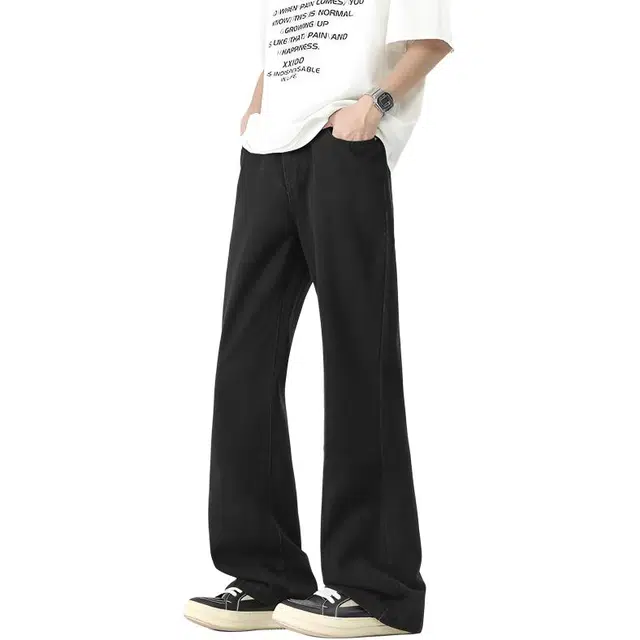 中国航天 美式复古高街水洗做旧废土风弯刀裤高级感窄版设计中腰显高显瘦潮流时尚通勤基础款百搭休闲垂感柔软透气弹力微喇牛仔裤 男女同款