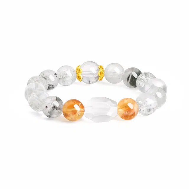 老凤祥  招财进宝绿幽灵时来运转 聚宝盆天然新中式国潮  八方来财小众设计高级感 #好运天然 绿幽灵 手串 男女同款情侣款