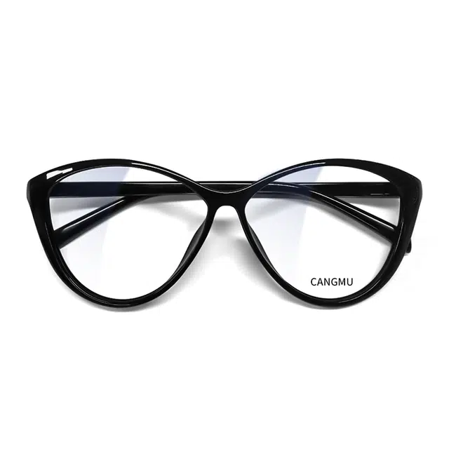 苍木优品 猫眼近视框 黑框镜素颜神器大框防蓝光辐射近视可配度数平光镜 功能性眼镜 男女同款情侣款