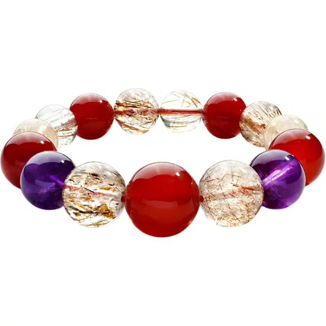 周大生 【招财转运】发晶能量水逆退散招财进宝新中式珠串#好运天然 多色水晶 手串 男女同款情侣款