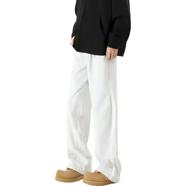 图兰朵 日系复古高街基础款简约垂感重工潮流痞帅柔软亲肤纽扣拉链设计高级感中腰显高透气舒适百搭休闲运动通勤直筒纯棉工装裤 男女同款