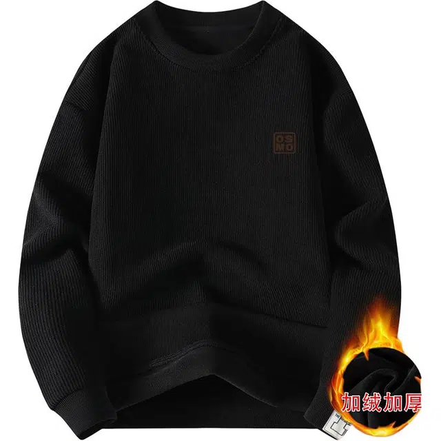 太子龍 加绒秋冬季圆领打底简约休闲百搭舒适保暖卫衣 男女同款