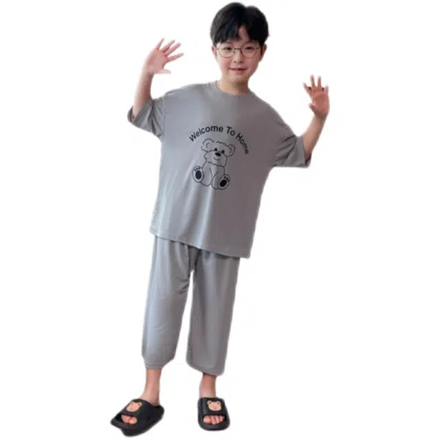 天才小熊家居服套装 男童夏季小熊大童休闲小孩衣服 小男孩居家外穿 睡衣洋气时髦 漂亮 甜美