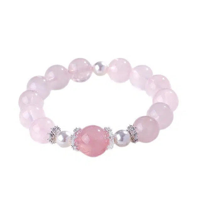 全年红 串珠时尚高级感清透珠珠#好运 粉水晶 手串 女款