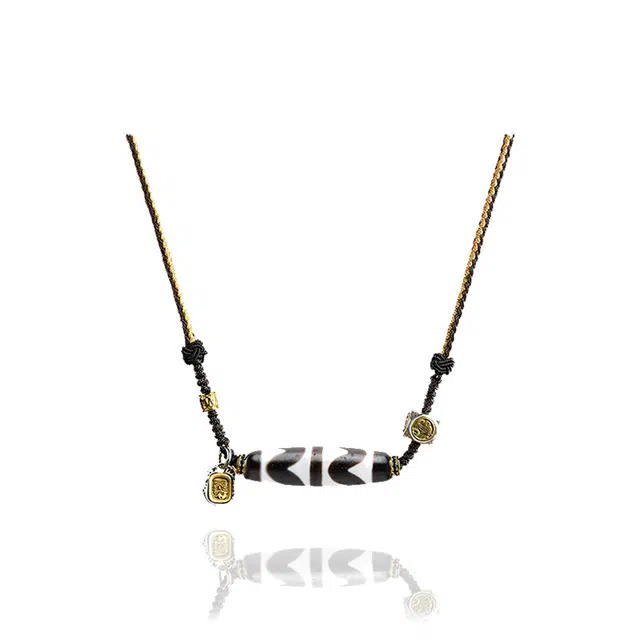 【藏传臻选】 眰恦 扎基拉姆水波双虎牙天珠  藏式民族风饰品 图腾纳福 #好运天然 玛瑙 项链 男女同款情侣款