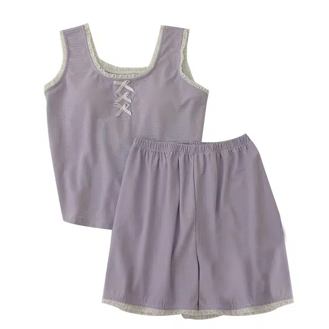 俏韵 圆领甜美短裤印花休闲宽松舒适薄款家居可外穿睡衣套装 女款