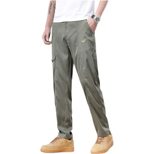 潮人榜 美式日常通勤百搭款潮牌松紧腰莱赛尔天丝男薄款宽松阔腿裤冰丝工装直筒休闲裤 男款