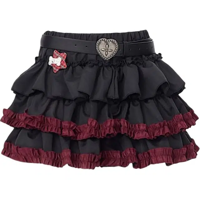 柏黛妃 暗黑亚比朋克甜酷辣妹小众百搭显瘦蛋糕裙半身裙休闲短裙 女款