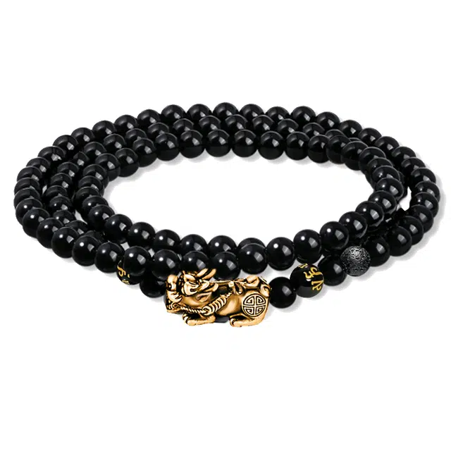 余笙情 叠戴鸿运福满六字箴言时来运转新中式串珠#招财貔貅#好运 黑檀 手串 男女同款情侣款