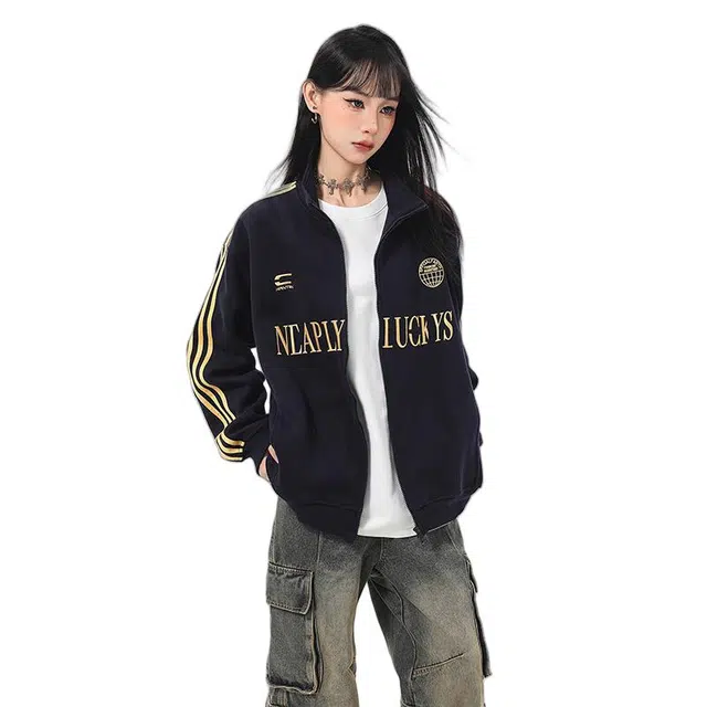 柏黛妃 条纹简约百搭长袖卫衣 女款