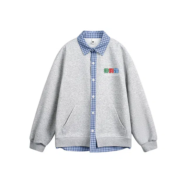 梓润格 校园风青春感时尚经典甜系户外旅游打卡无性别主义百搭潮流格子设计氛围春秋假两件休闲日常上班族学生酷飒长袖穿搭卫衣 男女同款