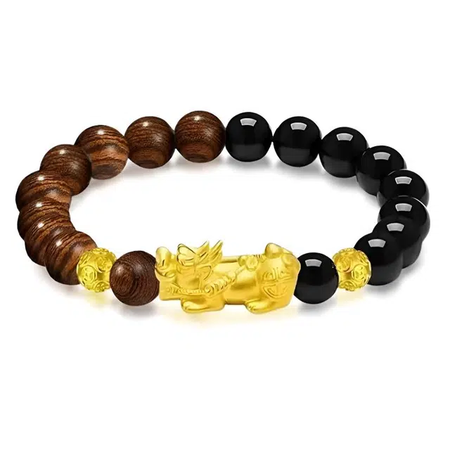 余笙情 八方来财铜钱珠时来运转吞金兽貔貅招财进宝#好运 黑檀 手串 男女同款情侣款