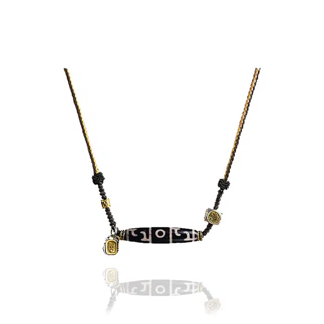 【藏传臻选】 眰恦 扎基拉姆莲师法器三眼天珠  聚缘药坑老油珠 藏式风饰品#好运天然 玛瑙 项链 男女同款情侣款