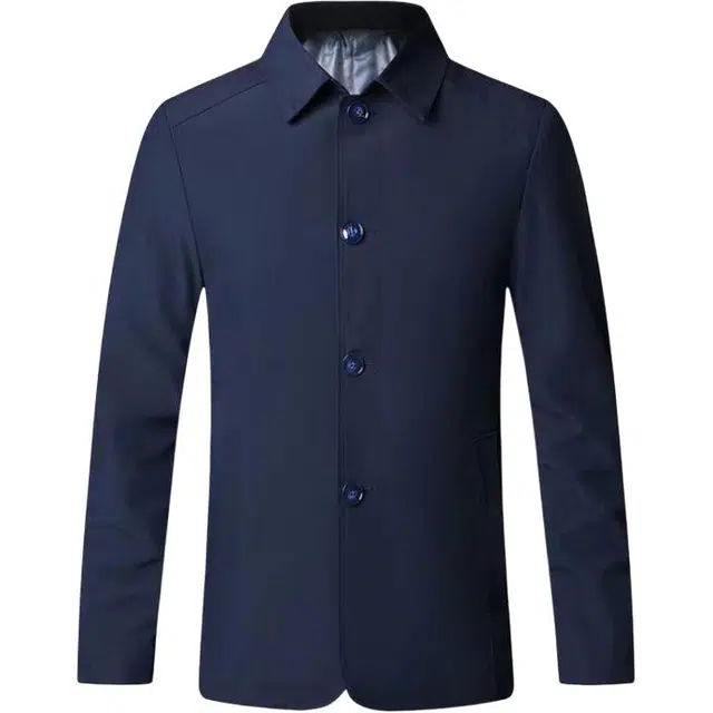 卡丹狄诺 商务休闲男士春秋季翻领风衣外套经典成熟稳重纽扣夹克男 男款