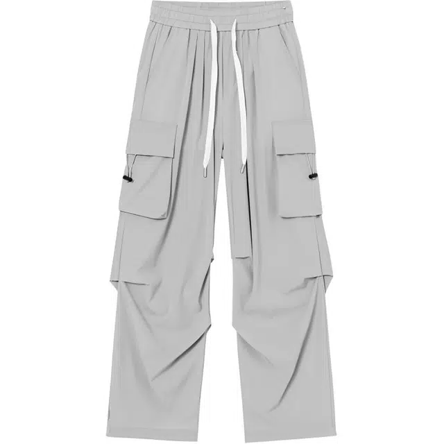 特斯型 美式阔腿伞兵夏季薄款宽松运动速干休闲工装裤 男女同款