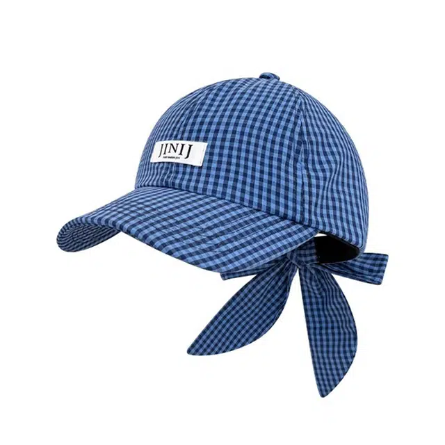 浪莎 潮流格纹蝴蝶结简约百搭#好运 聚酯纤维 鸭舌帽 男女同款情侣款