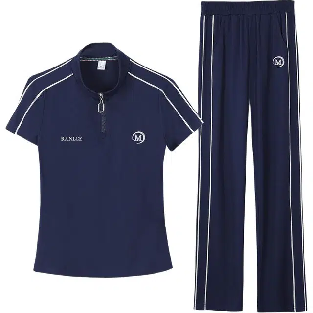 沐晓欣 气质简约短袖上衣优雅清新裤子休闲套装 女款