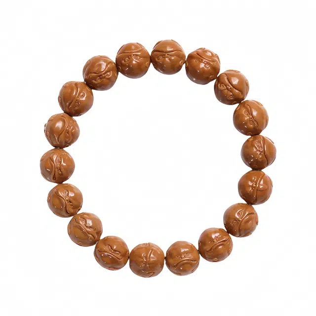 宣华意 精品 雕刻老型桶珠三足蛙趣金蟾龙炎料文玩单圈#好运 猴头核桃 手串 男女同款情侣款