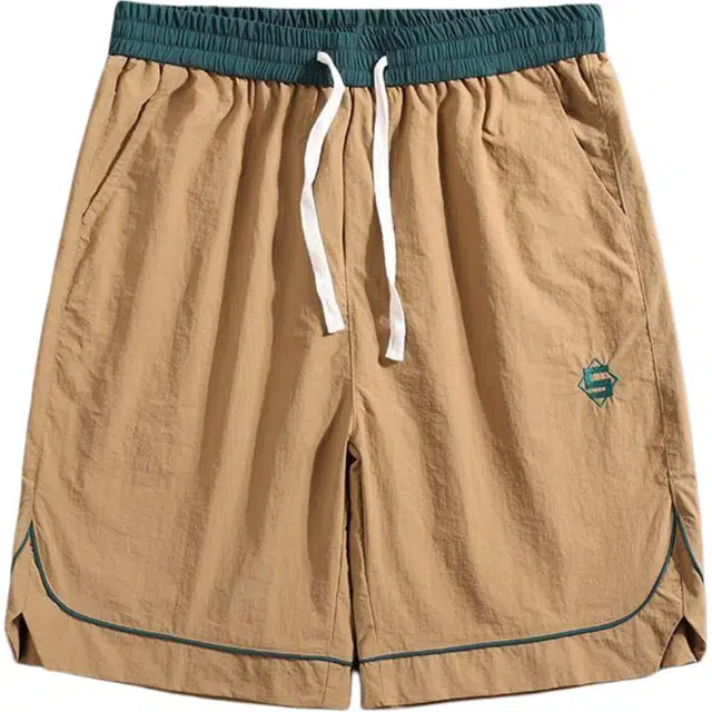 潮人榜 美式高街撞色小众设计感痞帅松紧腰男潮牌宽松百搭直筒五分裤休闲短裤 男款