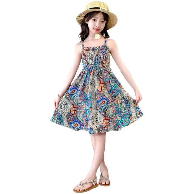 比比我连衣裙 时髦洋气舒适亲肤无袖 中小童