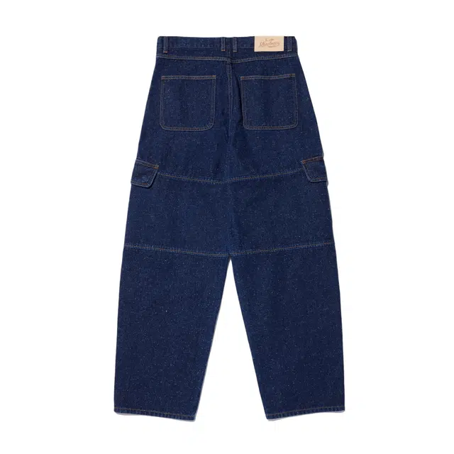 BESLOW LOOSE FIT NEP DENIM CARGO PANTS INDIGO