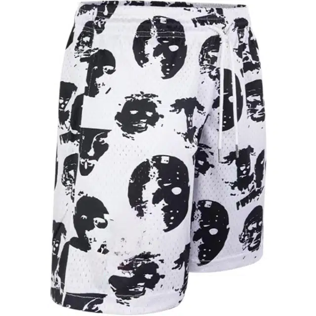 爱肯 美式高街破冰人像美式复古印花运动篮球裤透气网眼宽松休闲百搭速干学生党健身跑步训练休闲短裤 男女同款