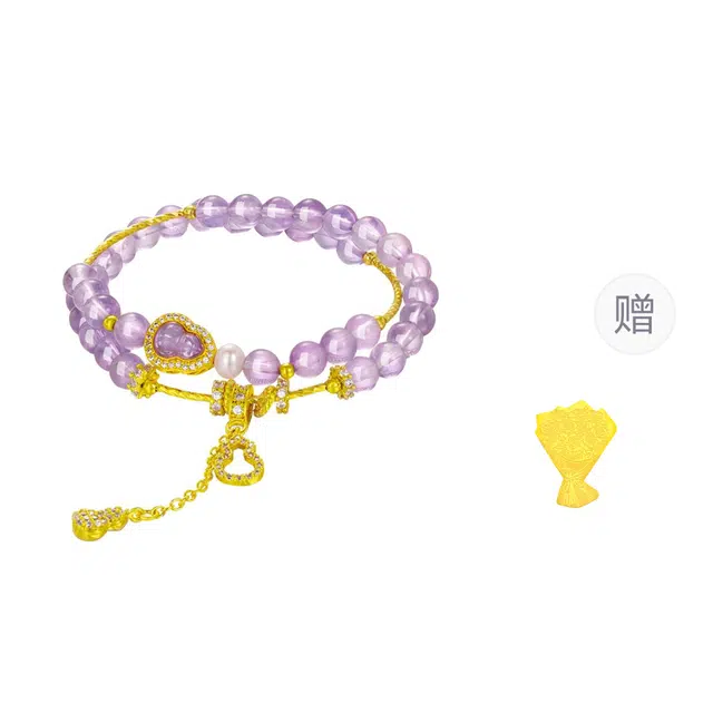 【高品质曜晶级】 金六福吉祥 神秘紫晶净心绪新中式国潮风精致显气质百搭葫芦招财转运纳福#好运天然 紫水晶 手串 男女同款情侣款