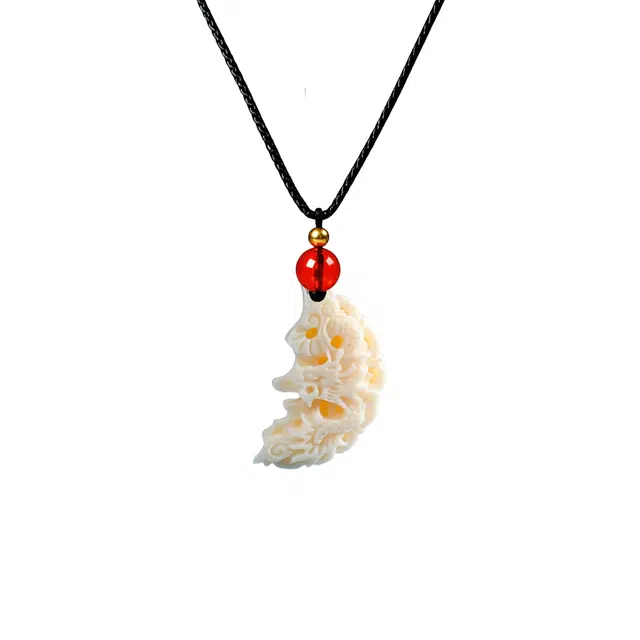 灵晔 国潮新中式高级感轻奢国风精致文艺设计时尚百搭龙凤好运莲莲招财纳福万事顺遂平安#好运 象牙果 项链 男女同款情侣款