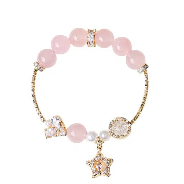 全年红 紫晶星串珠时尚高级感#好运 粉水晶 手串 女款