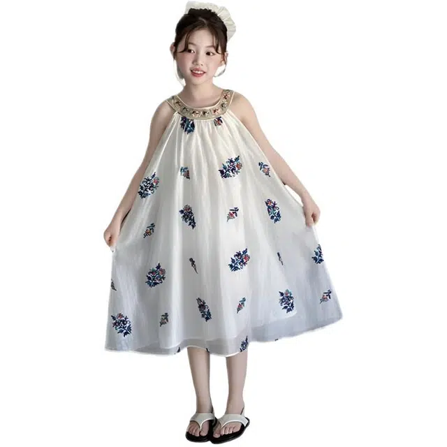 比比我连衣裙 洋气仙气时髦无袖 中小童