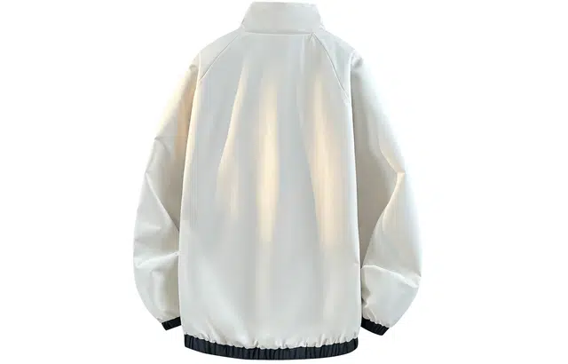 雅鹿 双面穿美式复古运动撞色宽松简约立领字母蝴蝶图案印花防风落肩教练夹克外套 男女同款