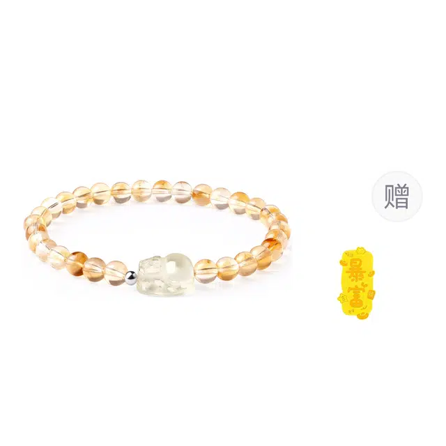 老庙 【招财纳福 只进不出】折射彩虹碎冰冰貔貅 新中式轻奢气质福运吉祥时尚复古百搭#好运天然 黄水晶 手串 女款