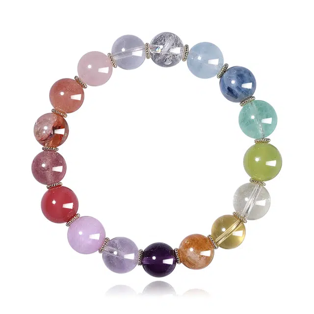 谧月珠宝 缤纷多巴胺多彩多宝国朝新中式高级感精美礼盒氛围感告白小众设计精致百搭轻奢风好运天然 多色水晶 手串 男女同款情侣款