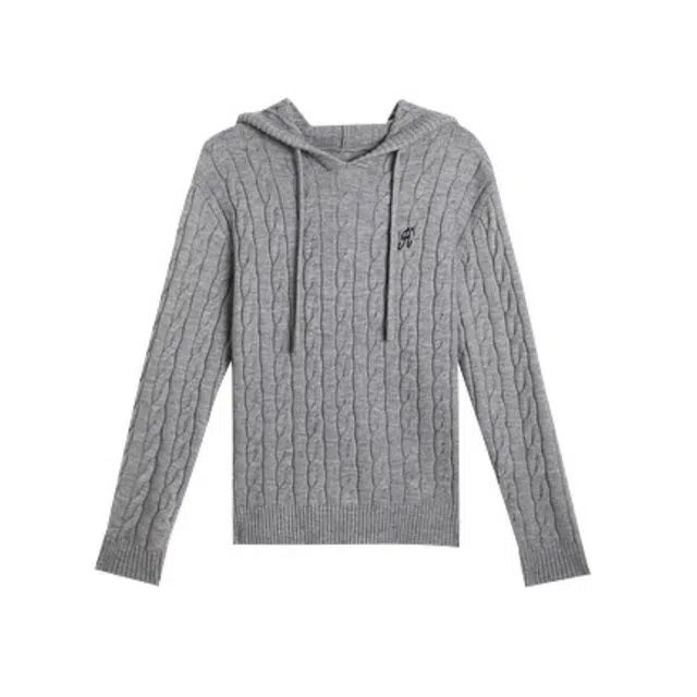 SUNSUNTOWN Braided Hoodie Knit Sweater