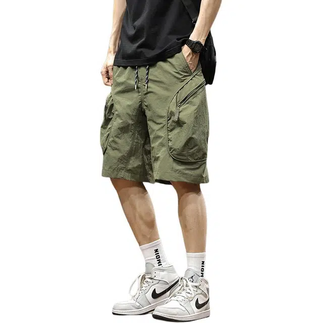 协协乐 美式户外机能迷彩夏季薄款凉感透气冰丝速干多口袋五分裤潮流中裤子工装短裤 男款