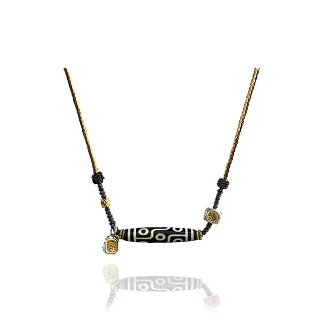 【藏传臻选】 眰恦 扎基拉姆折线九眼天珠吊坠 聚缘药坑老油珠 新藏式民族风饰品 图腾纳福#好运天然 玛瑙 项链 男女同款情侣款