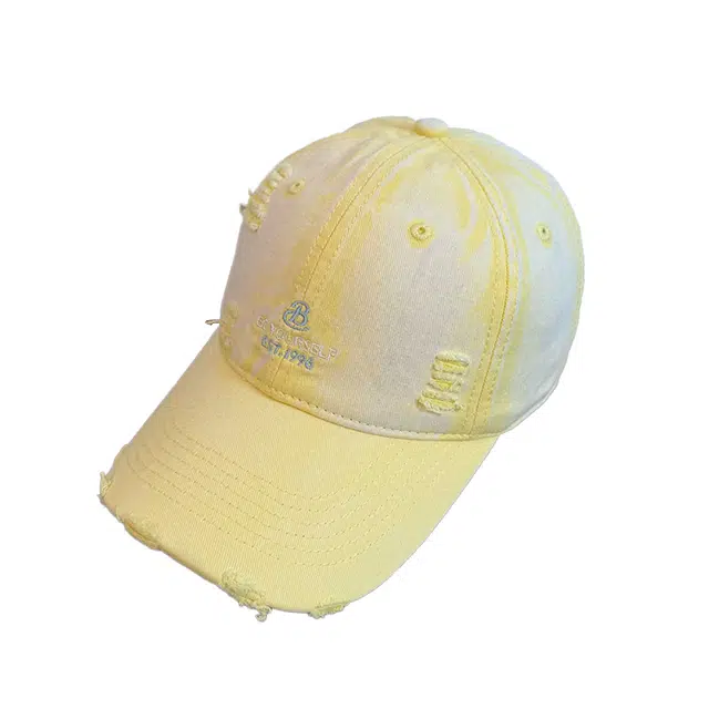 浪莎 水洗做旧破洞磨边透气防晒遮阳帽大帽檐显脸小 棉 鸭舌帽 男女同款情侣款