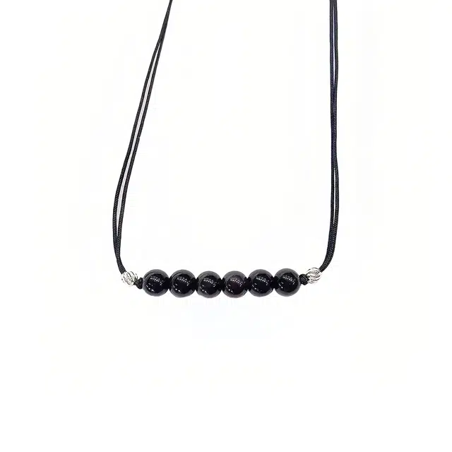 前方大荒野 曜黑串珠锁骨链转运珠好运连连潮流时髦独特气质时尚简约小众设计潮酷日常通勤百搭 菩提根 项链 男女同款情侣款