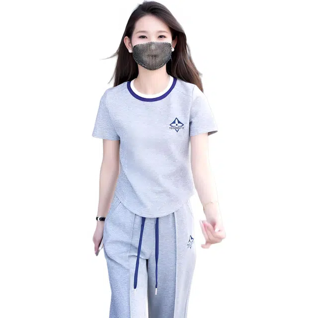 沐晓欣 冰感短袖大码时尚夏季减龄韩版女士薄休闲套装 女款