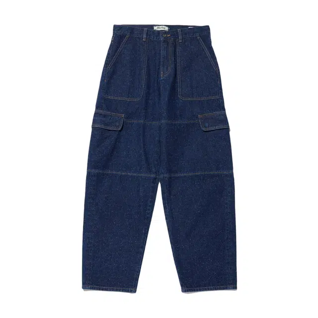BESLOW LOOSE FIT NEP DENIM CARGO PANTS INDIGO