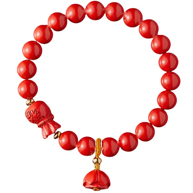 子婳 百福莲花帝王砂转运珠招财纳福复古民族风简约手饰#好运 朱砂 手串 男女同款情侣款