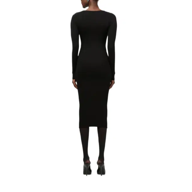 NAKED WARDROBE Sculpt V-Neck Midi Dress NW