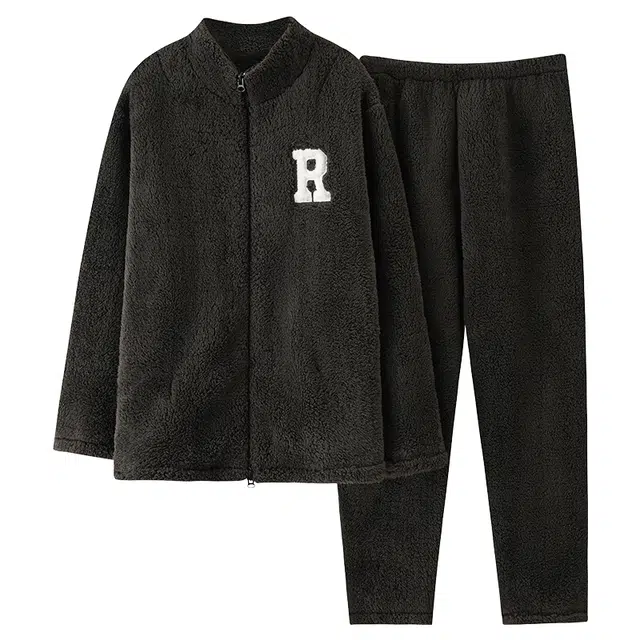 莫代尔 秋冬季个性轻柔休闲简约保暖亲肤家居服可外穿男士睡衣套装 男款