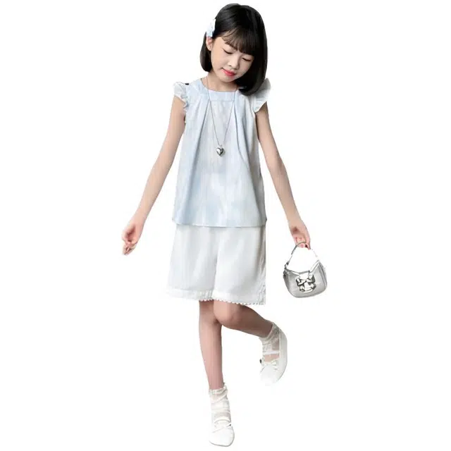 比比我儿童休闲运动套装 女童夏季 小孩衣服 小女孩时尚清新 大童潮牌